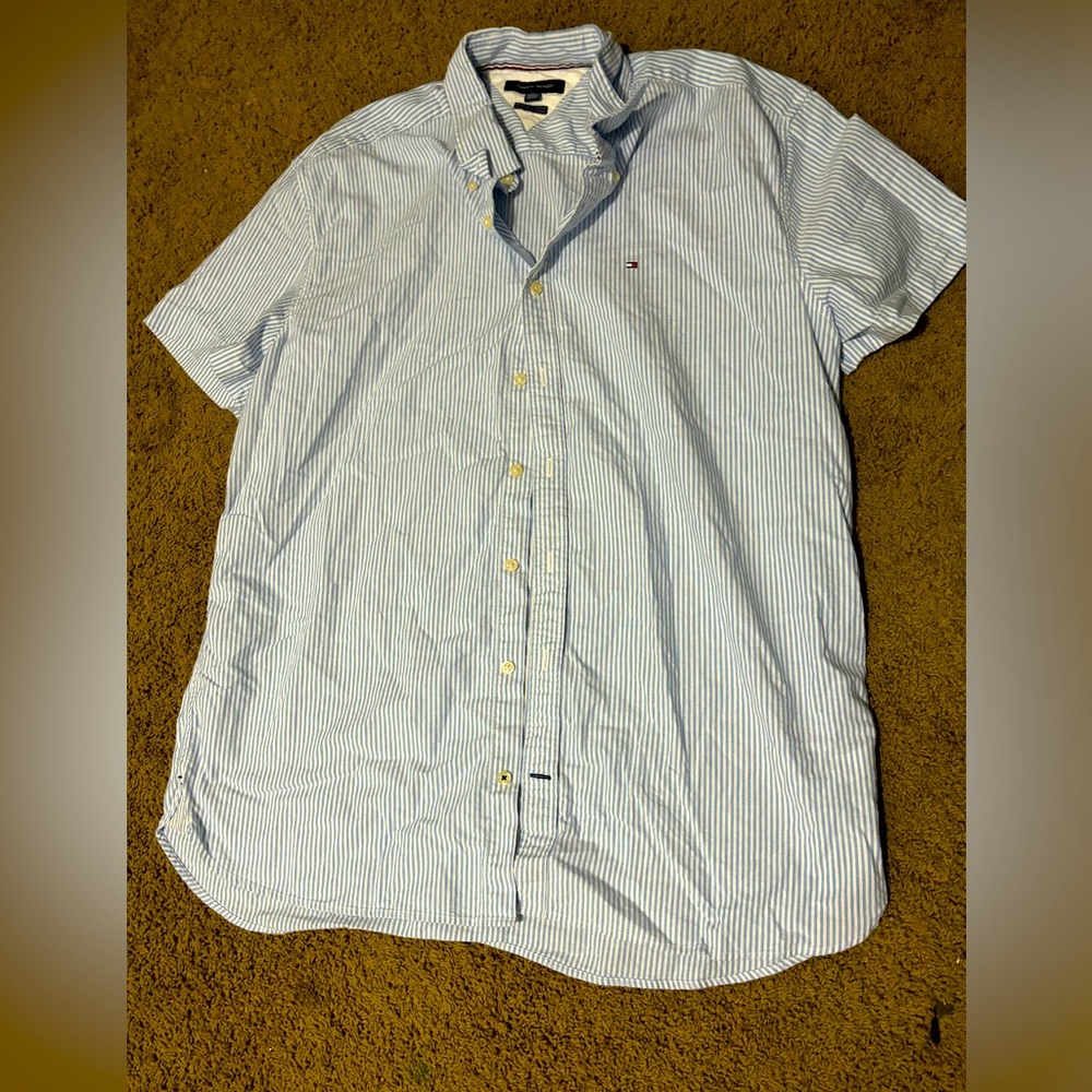 Tommy Hilfiger Button Down Striped White/Blue Shirt